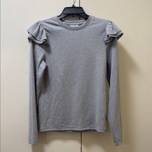 GAP Gray Ruffled Long Sleeve Tee